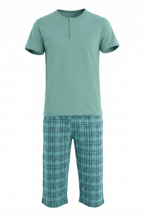 Pijama tricou cu pantalon trei sferturi, modal, Aydogan, Verde