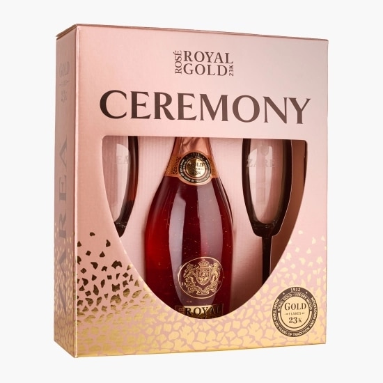 Pachet Zarea Royal Gold Rose Ceremony, 0.75l + 2 pahare - eMAG.ro