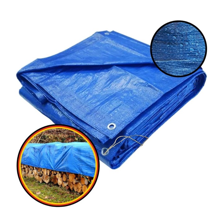 Prelata Impermeabila cu Inele, Protectie UV, 3x4 M, Culoare Albastru, Impact Vision®