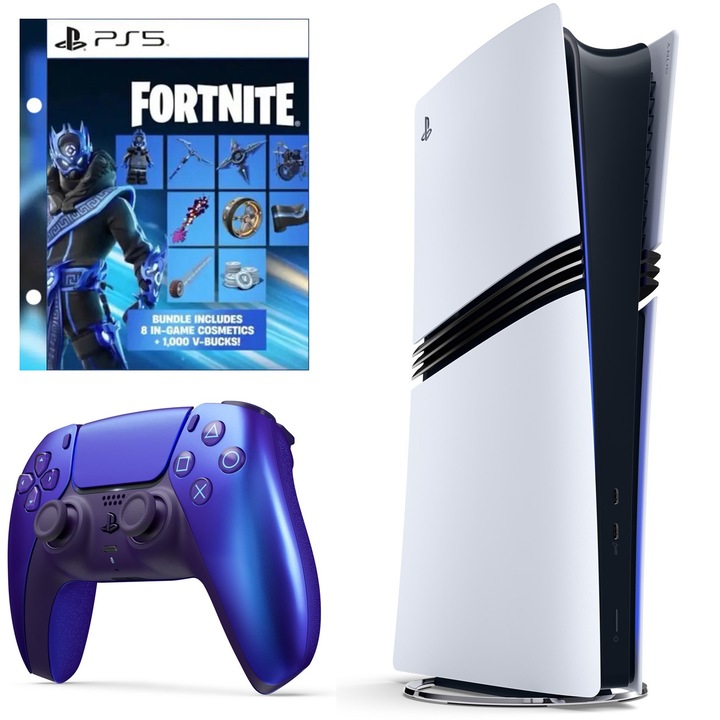 Конзола PlayStation 5 Pro, Fortnite Cobalt Star Digital Edition, 4TB SSD