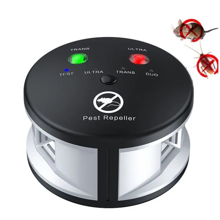 Професионален ултразвуков уред Arvada PestGuard XY-002 DuoPest Repeller, 4 в 1, против гризачи, плъхове, насекоми, честота 20kHz-65kHz, 360° покритие, 550 MP покритие, бял