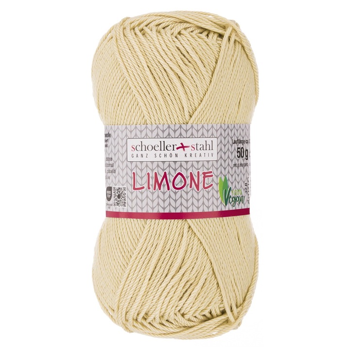 100% pamut Limone fonal kötéshez és horgoláshoz, 125 m, 199 bézs vászon, Scholler