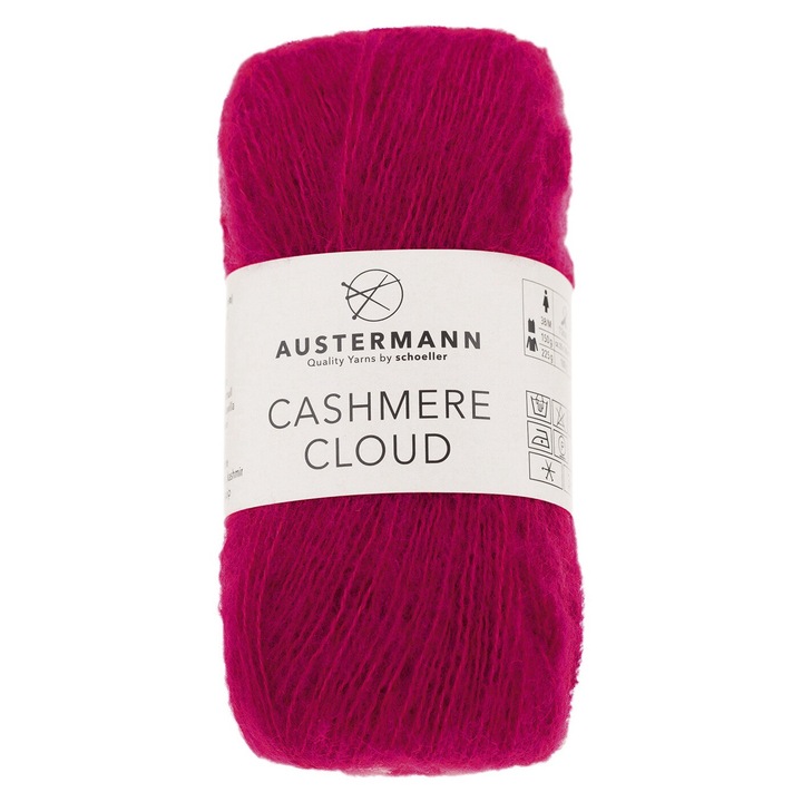 Fir lana superfina cu casmir 20%, Austermann Cashmere Cloud 180 m de tricotat si crosetat, rosu cireasa