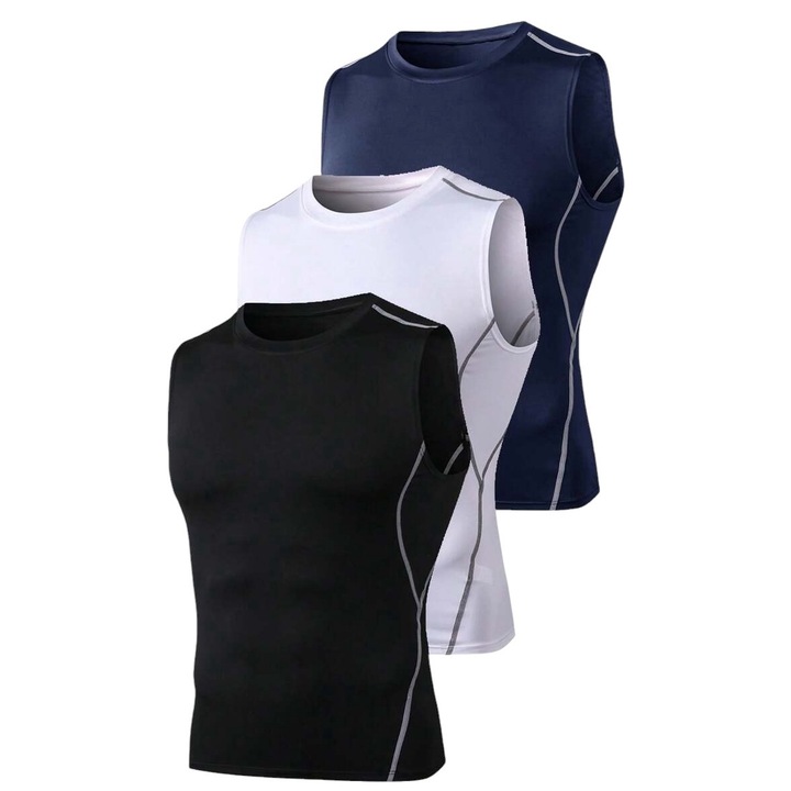 Комплект от 3 броя компресионни тениски за мъже, спорт