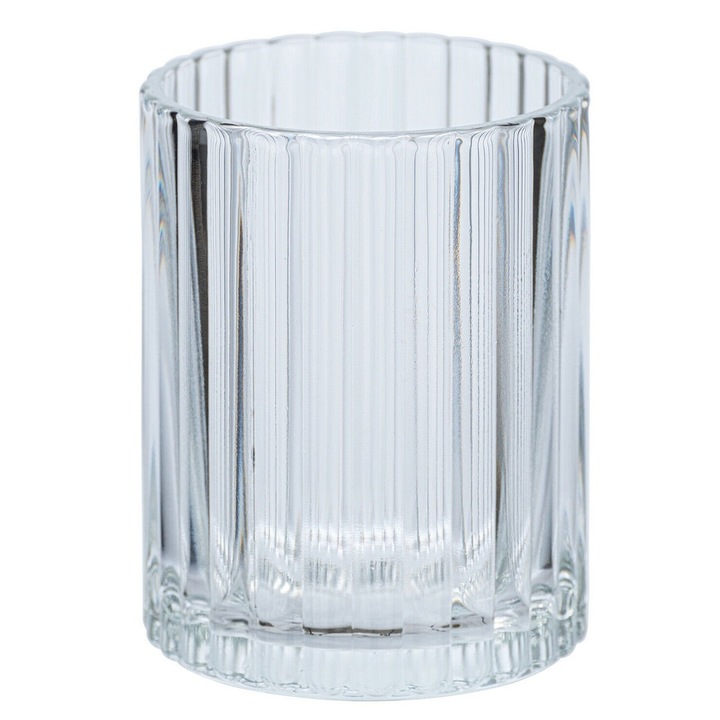 Pahar Periuta de Dinti Mod Vetro, Sticla Transparenta, 7.5 x 10 x 7.5 cm