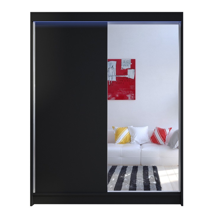 Dulap Belgia I cu LED, MIRJAN24, negru, 58x150x200 cm