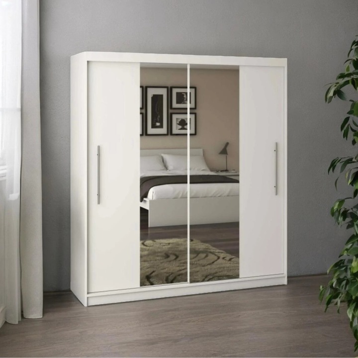 Dressing Alex, 180x60x200cm, cu oglinda, Alb, Pal 18 mm