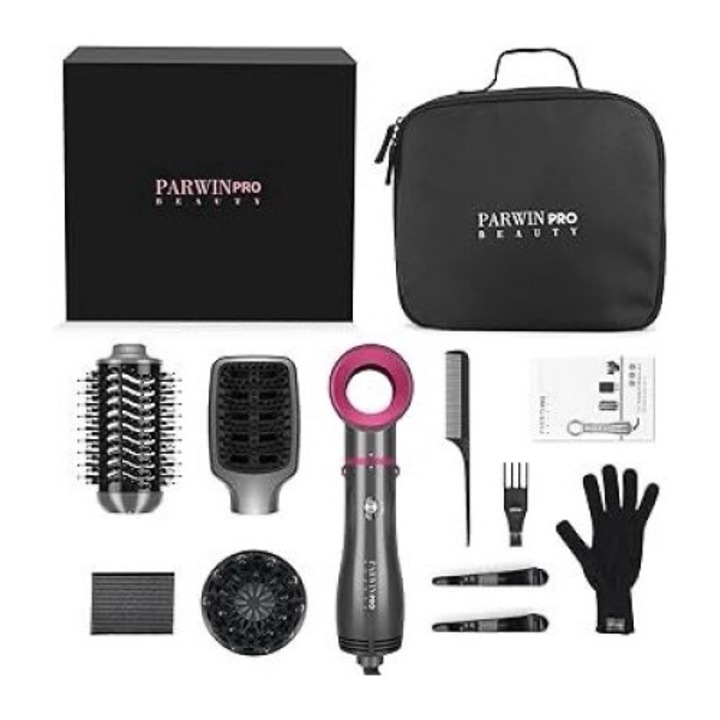 Комплект четки с горещ въздух 4 в 1, PARWIN PRO BEAUTY Styler, четка с 4 приставки за сушене, изправяне, обем и стилизиране, йонна грижа, 1000 w