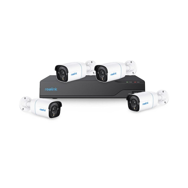 Kit/sistem supraveghere video complet ENVIO IP POE cu 4 camere Full Color 4MP PESS-KIT4CHBFP60H400-WHDD