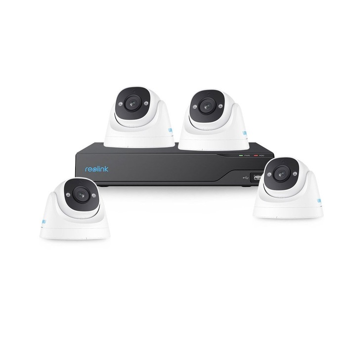 Kit supraveghere video Hikvision 5MP, cu 4 camere 5MP de interior si HDD 1 TB cu accesorii montaj MK462