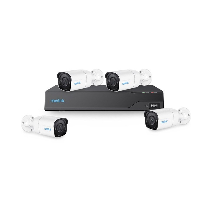 Kit supraveghere video Hikvision 5MP, cu 3 camere 5MP de exterior/interior si HDD 1 TB cu accesorii montaj MK539