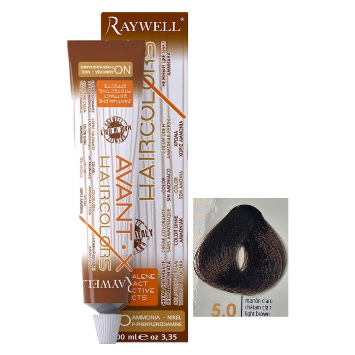 Vopsea de păr Raywell, castaniu deschis natural, 5.0