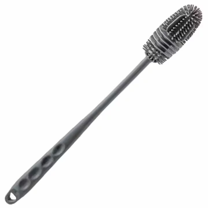 Perie din silicon pentru curatare sticle si biberoane Kludoo®, 27cm lungime, silicon si plastic, Gri