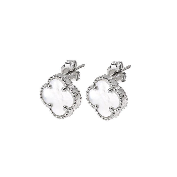 Cercei argint trifoi piatra sidef