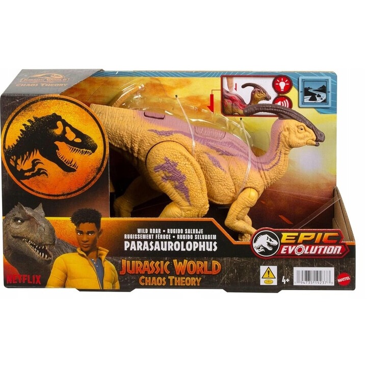 Mattel Jurassic World Parasaurolophus figura, fény- és hangeffektusok, 28x11cm