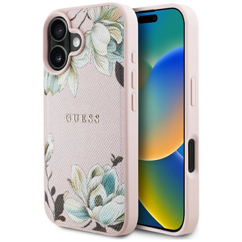 Husa pentru iPhone 16 - Guess Grained Flowers MagSafe
