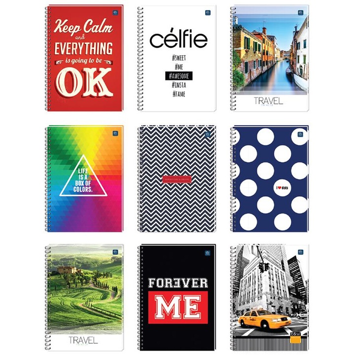 Caiet A4 120 file, perforat, 5 orificii, multicolor