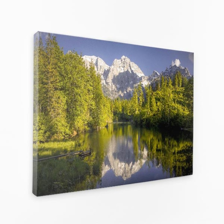 Комплект от три платна - Отражение на планински връх в тиха природа на езерото1 - 150x100 cm