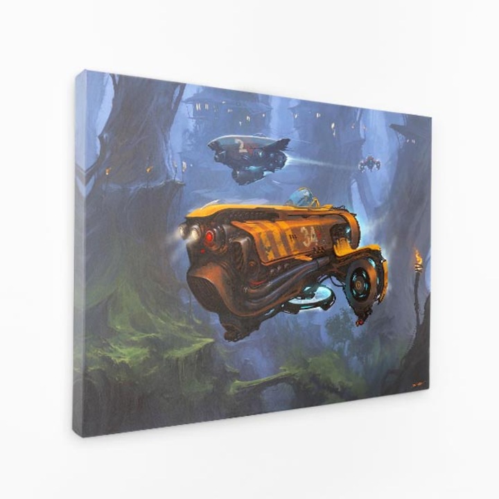 Картина на платно - Race Of Flying Cars In The Sky 324 Lead The Pack - 30x50 cm