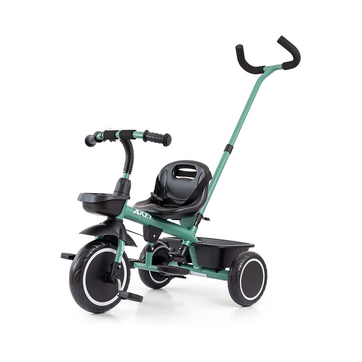 Tricicleta AXEL, Milly Mally, 3 roti, cadru metalic, scaun reglabil, verde/negru, pentru copii 18 luni - 5 ani