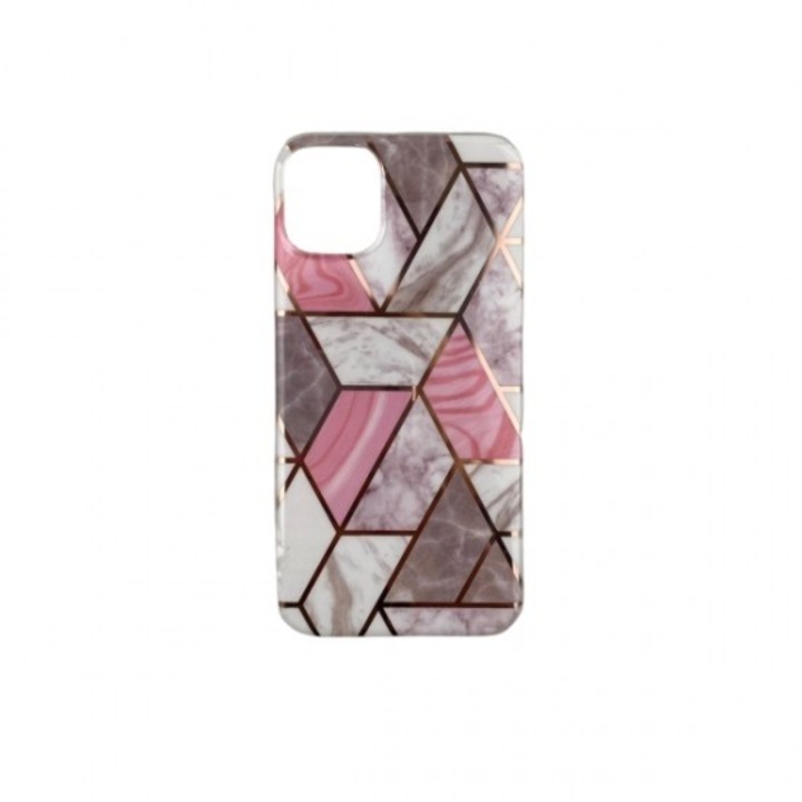 Husa protectie Gold Market® pentru Huawei P Smart 2021 Soft IMD TPU Marble Geometric Roz Pastel