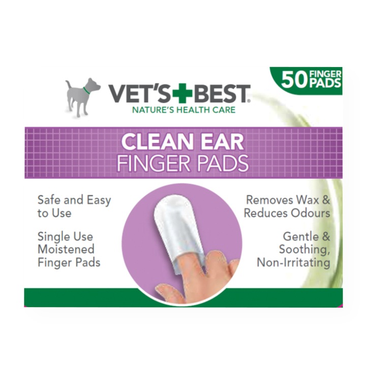 Degetare curatare urechi pentru caini Vet's Best, 50 buc