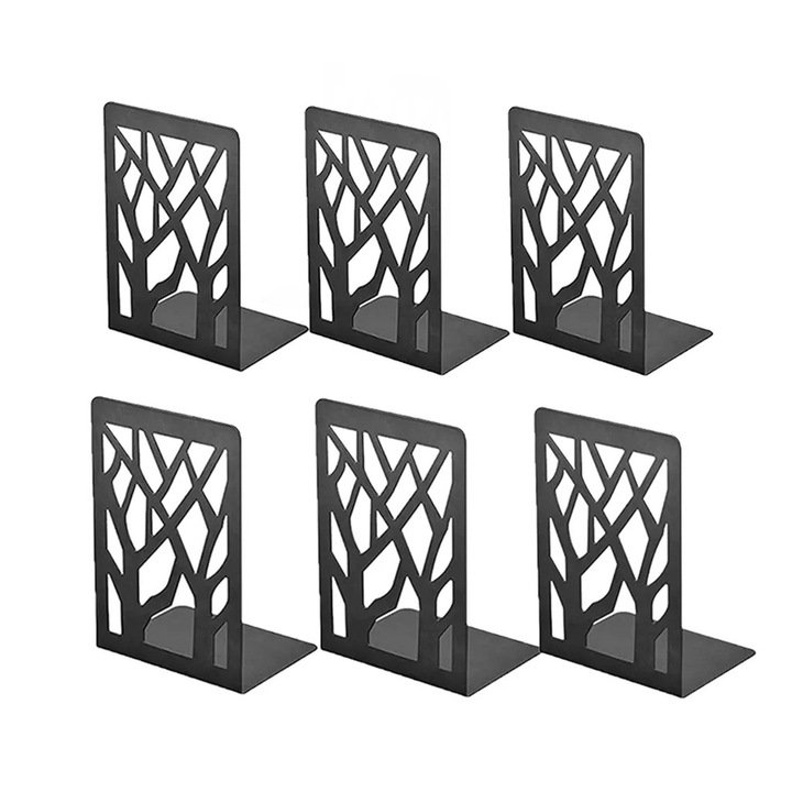 Suport pentru carti, metal negru, antiderapant, 2 bucati, dimensiuni compacte