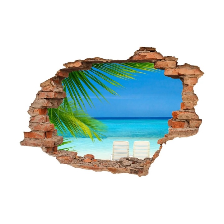 Autocolant 3D pentru podea/perete, detasabil, arta din vinil, alb, 50x70cm