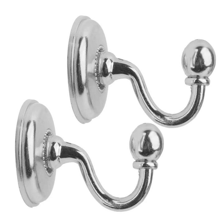 Set 2 suporturi metalice pentru perdele, stil vintage european, 4.5x6cm, multicolor
