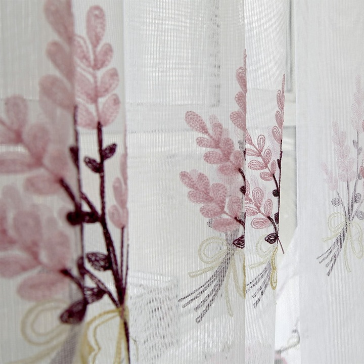 Draperie voal YANYXR, modern, roz, 1 panel, 150x250cm