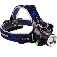 Lanterna frontala de cap, Marashop, Aluminiu, 3 baterii, LED Cree, rezistenta la praf, Negru