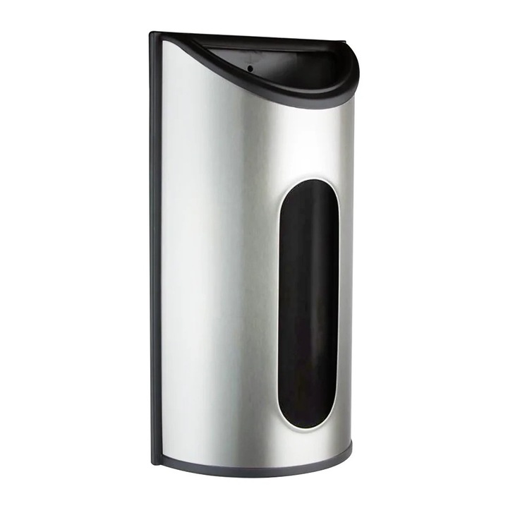 Dispenser pentru pungi de plastic, Fokelyi, montare pe perete, inox, argintiu, 40 pungi