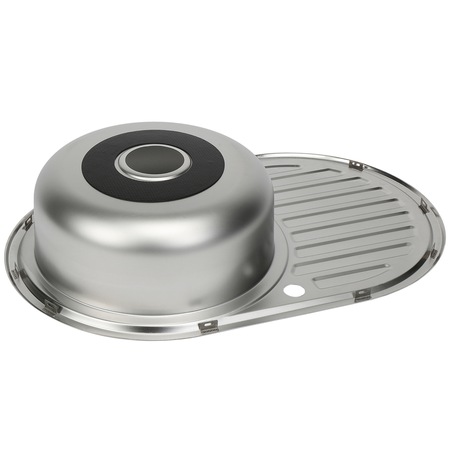 Chiuveta de bucatarie cu o cuva si scurgator Kring, 770x500mm, adancime 180mm, orientare cuva stanga, inox, finisaj texturat, montare pe blat