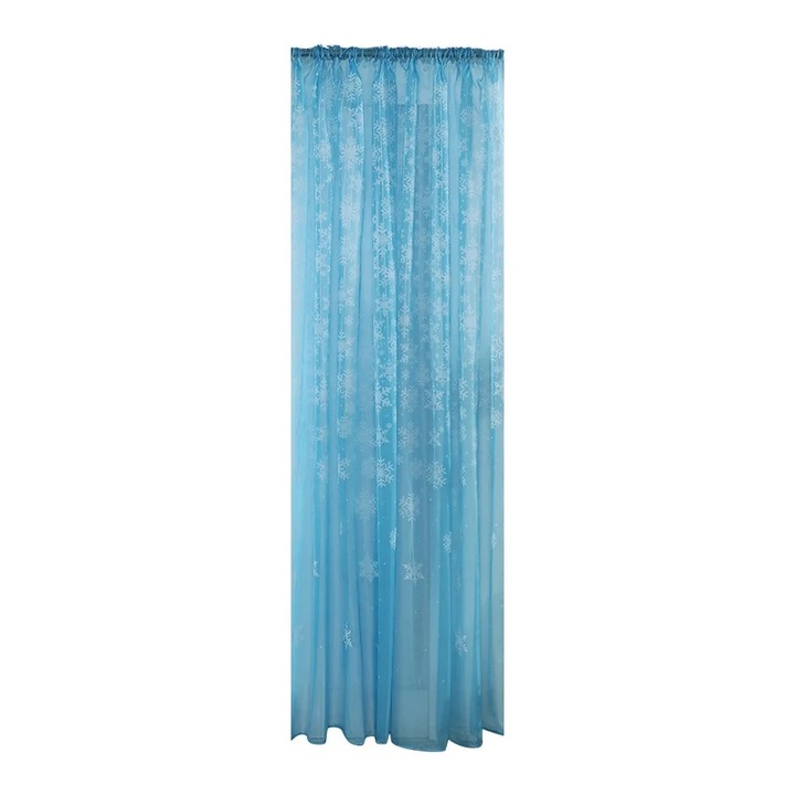 Cortina de fereastra tulle cu fulgi de zapada, 100cm x 200cm, multicolor, set 1 bucata