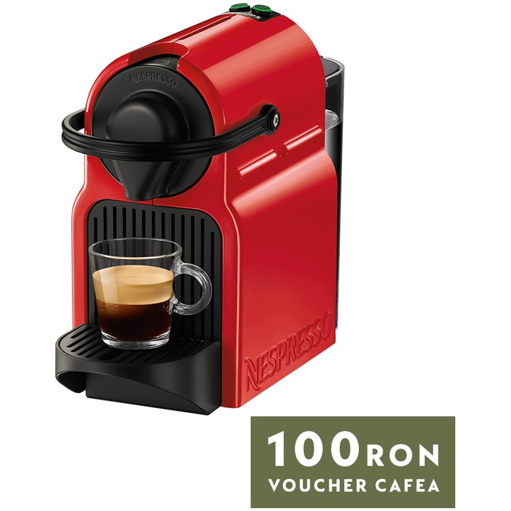 Espressor Nespresso by Krups Inissia XN100510, 1260W, 19 Bar, 0.7L, Rosu, + set capsule degustare