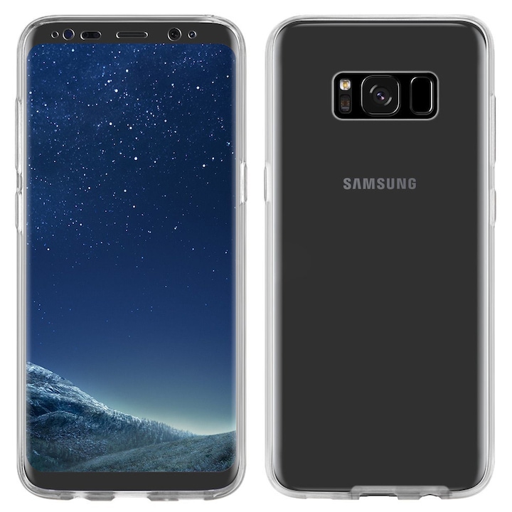 Husa 360 compatibila Samsung Galaxy S8, Silicon, Alb transparent
