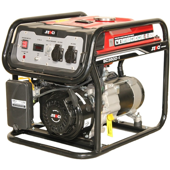 Generator de curent Senci SC-3500 TOP, 3100 W, 230 V, stabilizator de tensiune (AVR), motor benzina, 12.5 h autonomie maxima