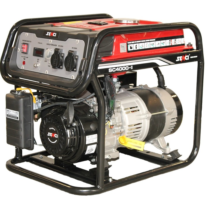 Generator de curent Senci SC-4000 TOP, 3800 W, 230 V, stabilizator de tensiune (AVR), 15 l benzina, 13.5 h autonimie maxima