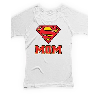 Tricou personalizat, Super mom, Continental N95, Alb, Alb Tricou personalizat, Super mom, Continental N95, Alb, Alb