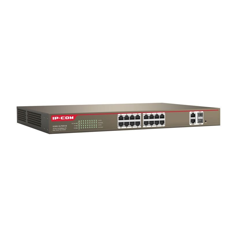 Switch PoE IPCOM-S3300-18-PWR-M,16-Porturi 100M+2-Porturi Gigabit TP/SFP