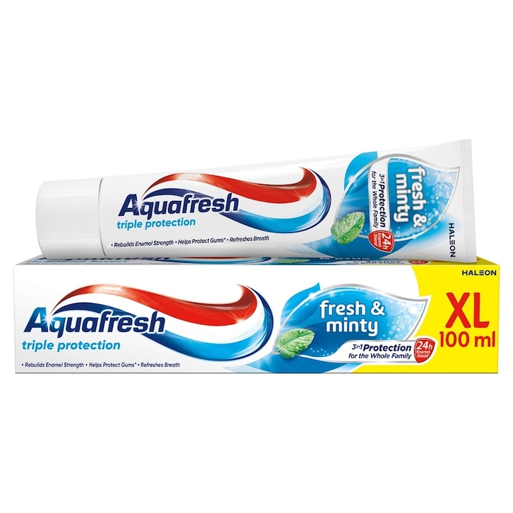 Паста за зъби Aquafresh Triple Protection Fresh & Minty, 100 мл, 24-часова защита, за цялото семейство, Gsk