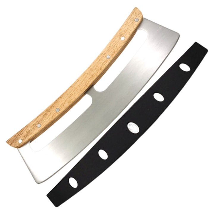Taietor pizza, Enforose, inox, design versatil, maner lung, semicircular