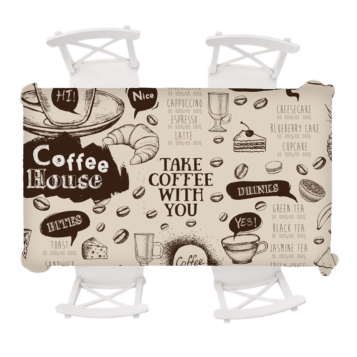 Vízálló asztalterítő Enforose, 140x240cm, többszínű, partikra, esküvőkre, ünnepekre