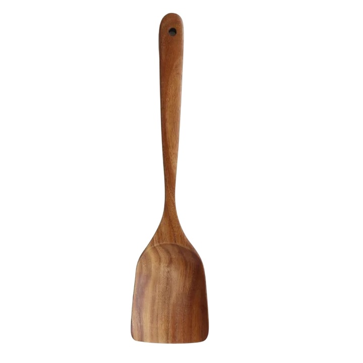 Set spatula si lingura din lemn, Enforose, finisaj natural, design ergonomic