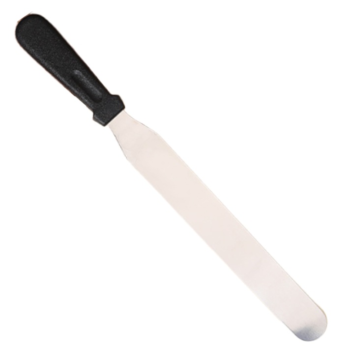 Spatula pentru glazura, Spatula profesionala in unghi pentru tort, cu lama din otel inoxidabil - Cutit pentru glazura ingrosat cu maner din plastic durabil pentru decorarea torturilor, patiserie si coacere