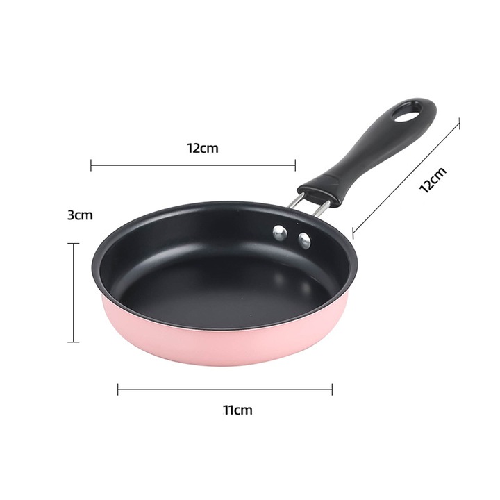 Tigaie mini copii, neaderenta, fund plat, multifunctionala, negru, mica
