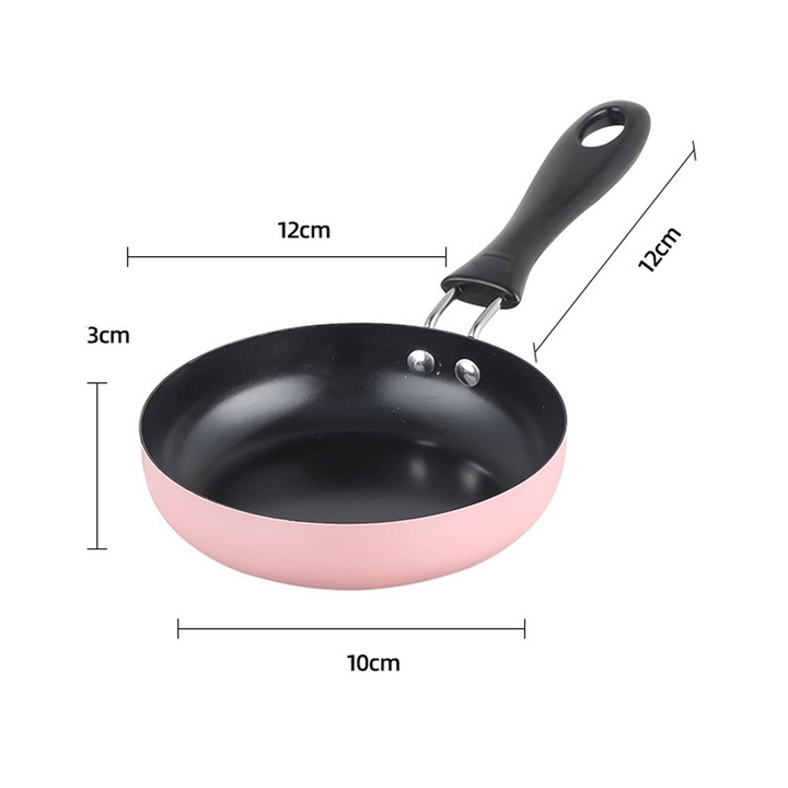 Tigaie mini copii, neaderenta, fund plat, multifunctionala, negru, mica