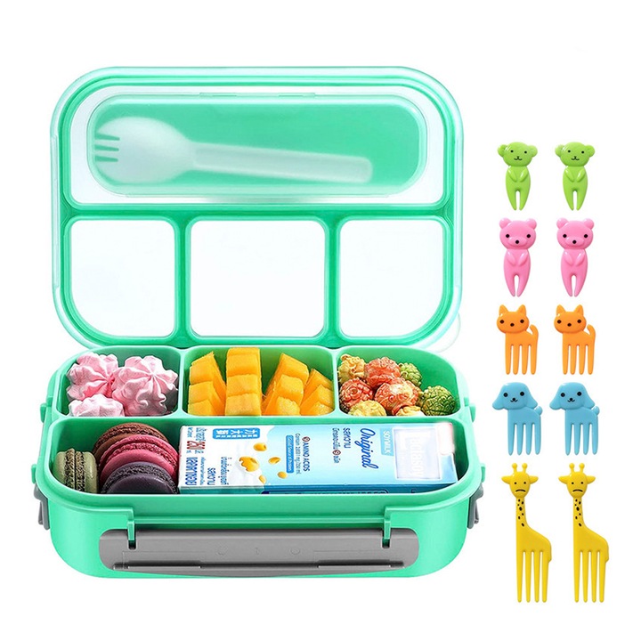 Enforose ételtároló készlet, 1000ml, 4 rekeszes, késekkel és villákkal, különböző színekben