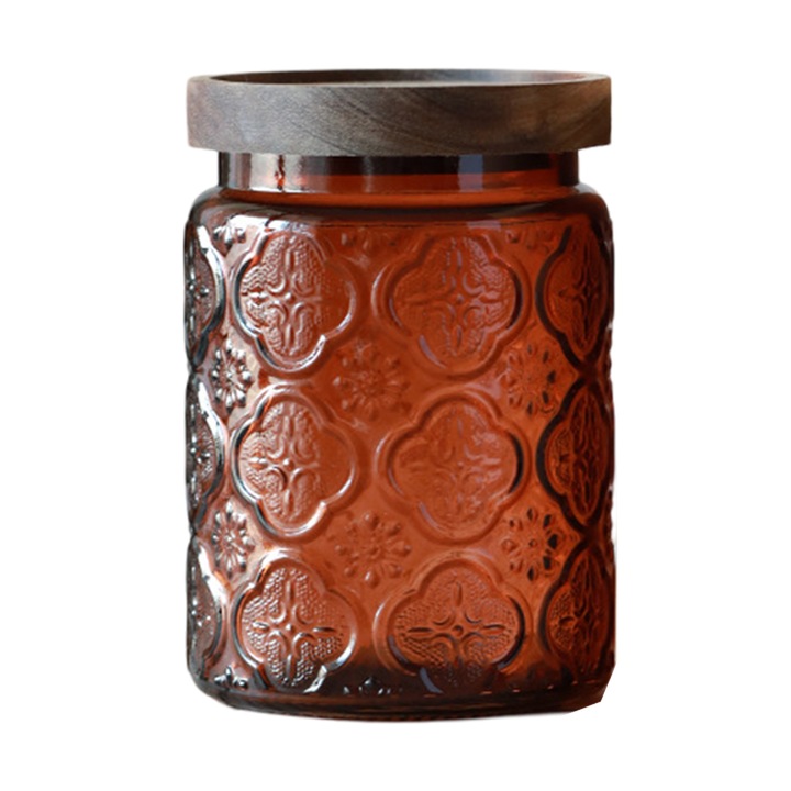 Canistra de sticla, borcan de bomboane cu capac, borcan de zidar colorat vintage pentru bucatarie Borcan decorativ pentru cafea, ceai, bomboane, biscuiti, borcan dragut