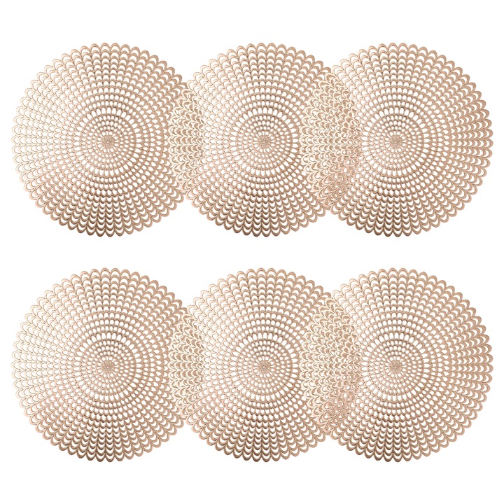 Masuta decorativa din PVC, Enforose, aurie, 37.5x31x3cm, set de 2 bucati